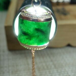 Certified Dark Green 100% natural A jadeite jade Pendant~LuLuTong 路路通